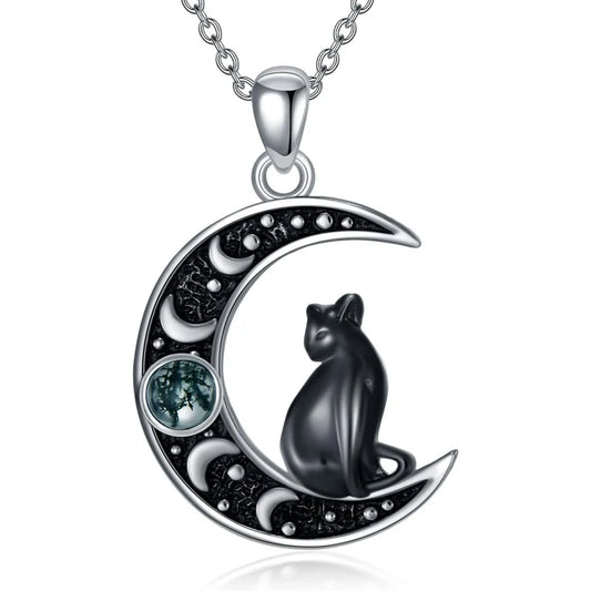 Witch Necklace 925 Sterling Silver Pentagram Triple Moon Pentacle Pendant Wiccan Pagan Jewelry Witchy Gifts for Women