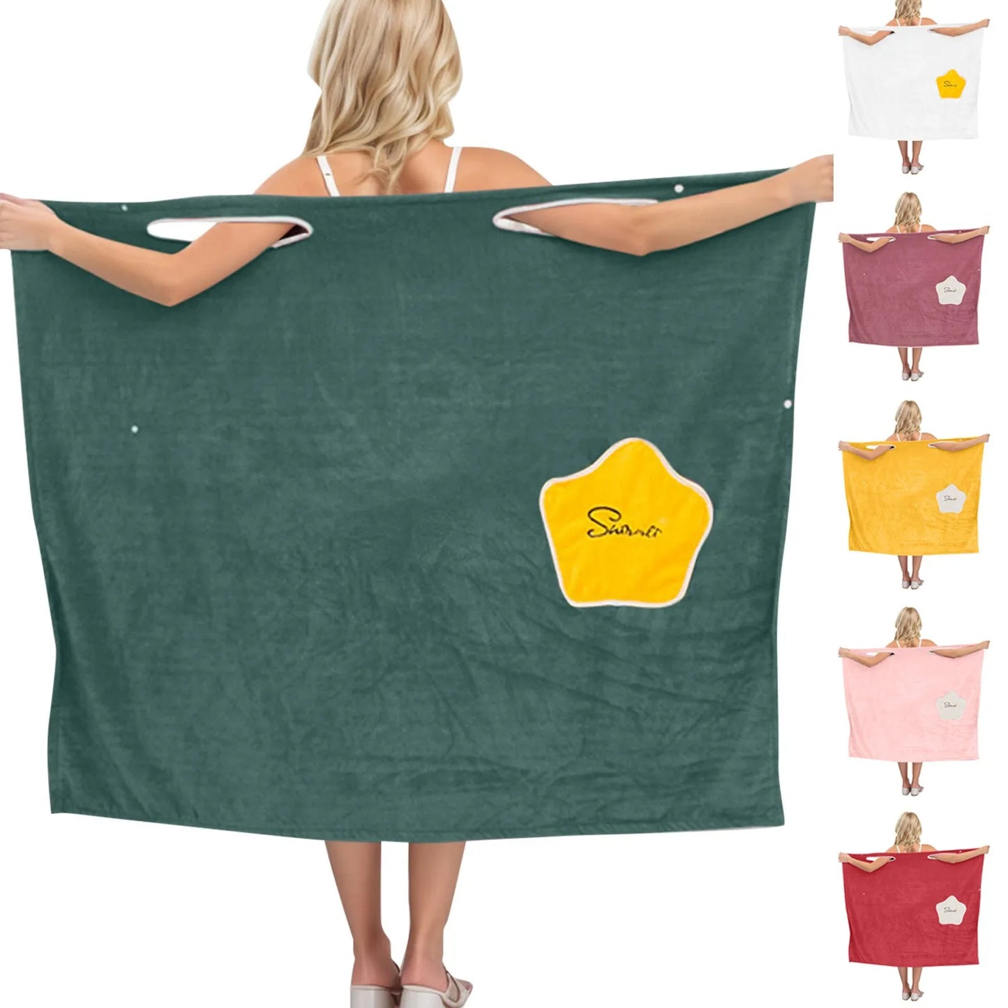 Coral Bath Bathrobe Women's Soft Absorbent Thickened With Edging Adult Women Chest Wrapped Wearable Bath Towel Versatile Robe