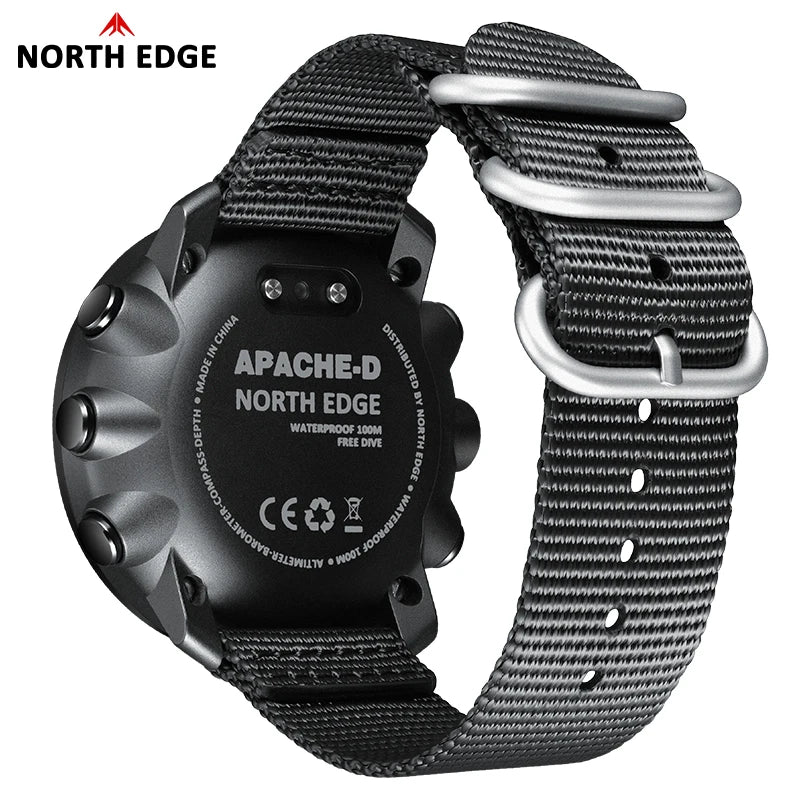 NORTH EDGE APACHE-D Men Free Dive Digital Watch Outdoor Sports Swimming Waterproof 100M Altitude Barometer Compass Wristwatches