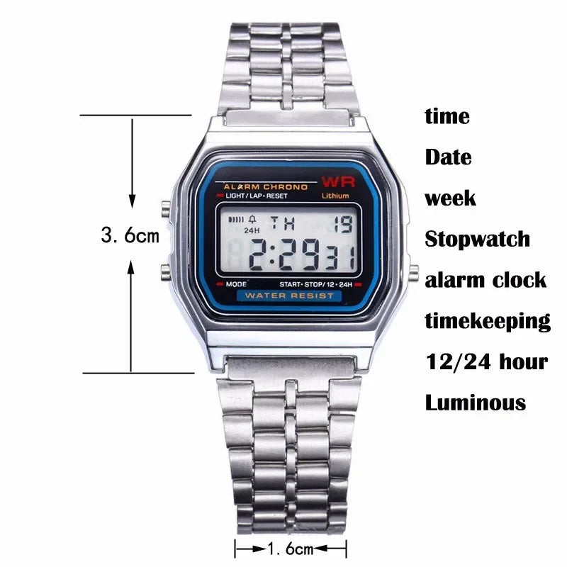 New Women Men Unisex Watch Gold Black Vintage LED Digital Sports Military Wristwatches LED Electronic Digital Present Gift Male