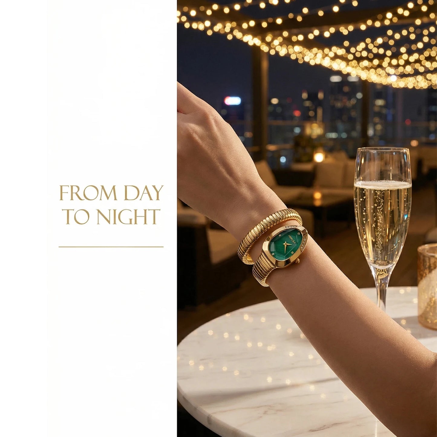 2026 High Quality Gold Diamond Set Snake Shaped Dress Watch Bangle Style Fashionable Unique Brand Same Style Women's Wristwatch
