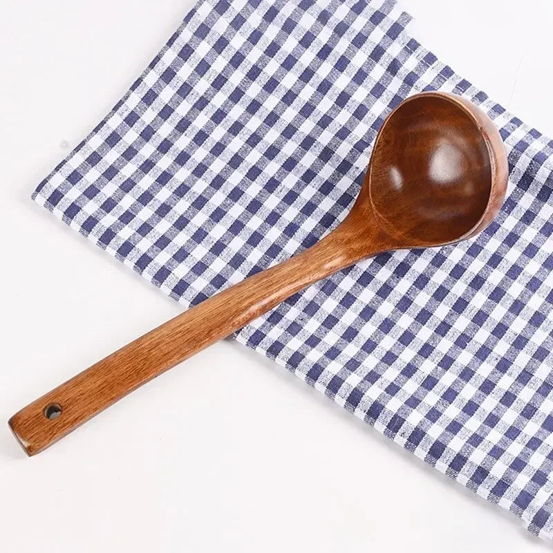 New Kemu Big Nanmu Spoons Ultra Practical for Home Cooking Long Handle Communal Congee & Soup Wooden Utensils