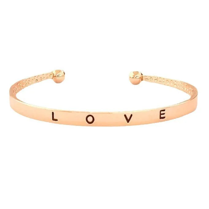 Korean Minimalist LOVE Open Bracelet Metal Engraved Love Bracelet Popular Attractive Couple Style Accessory
