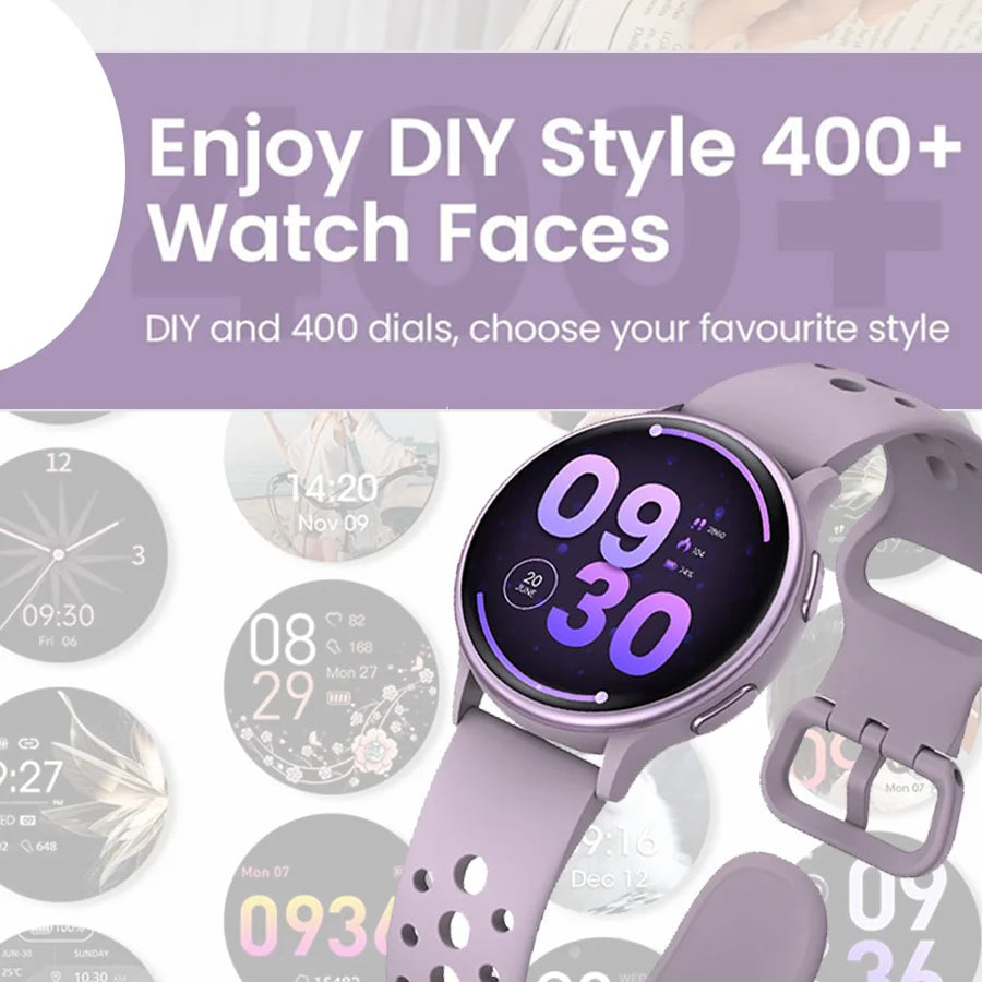 Women's smartwatch, ultra-clear screen activity tracker for iPhone/Android, more than 110 sports modes，purple