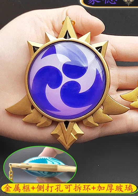 7-9cm Game Impact Vision Lnazuma Wendi Xiao Key Cosplay Chain Luminous 7 Element Weapons Eye Of Original God Toy KeyRing Pet urn