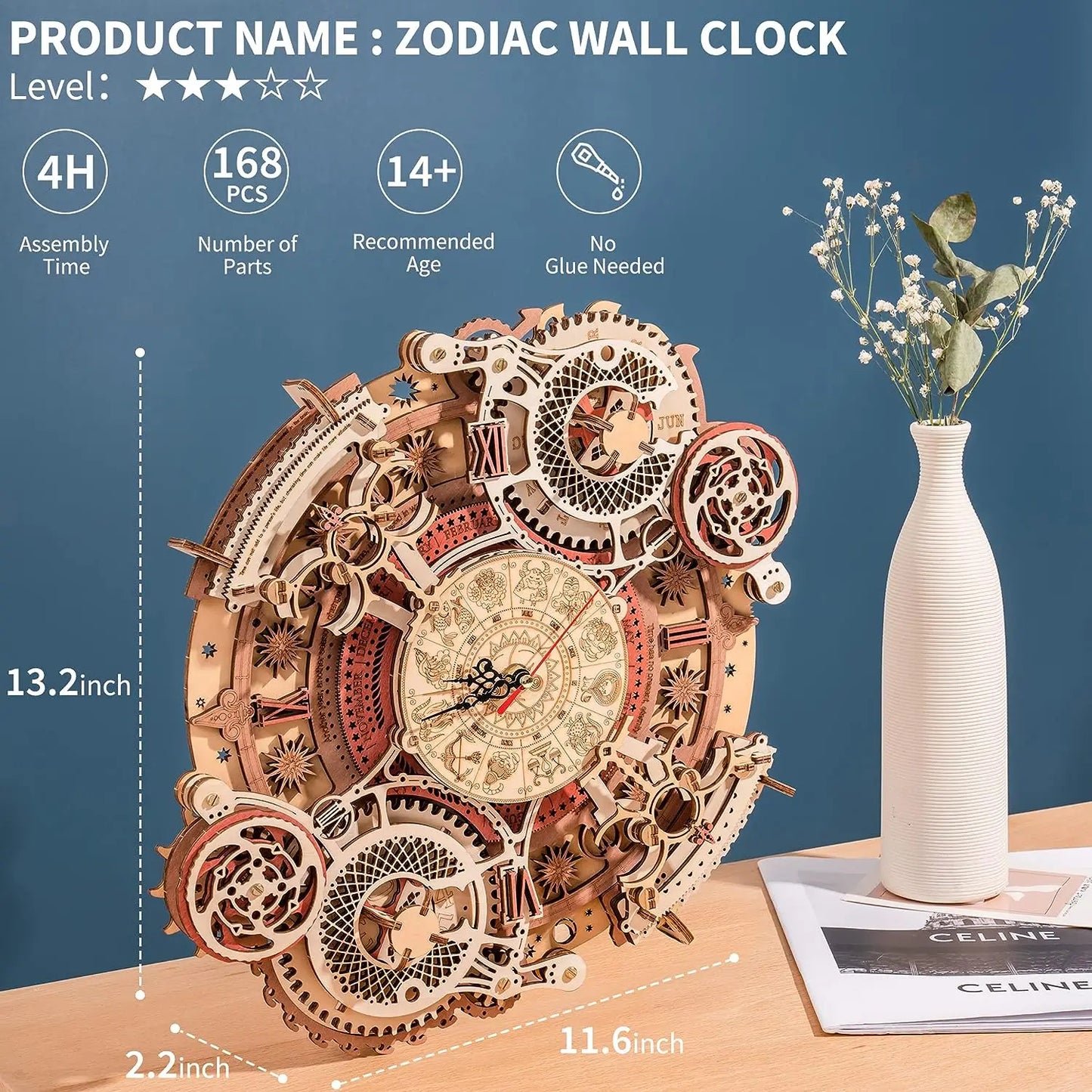 Robotime 3D Wooden Steampunk Clock Kit DIY Puzzle