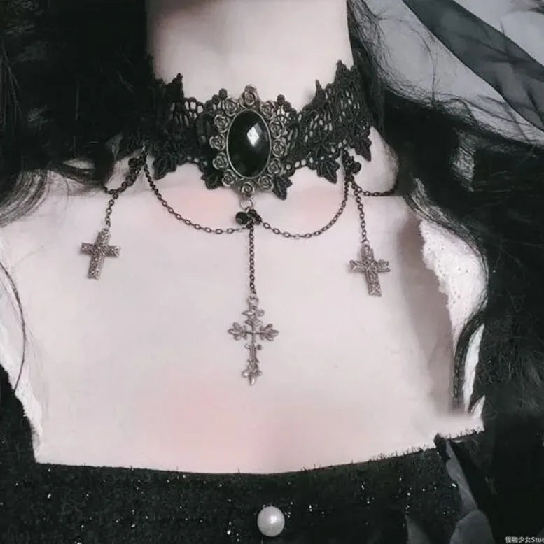 Lady Chokers Leaf Tassel Women Neck Jewelry Accessory Girl Lace Gothic Vintage Sexy Fashion Velvet Rose Beads Flower Necklace