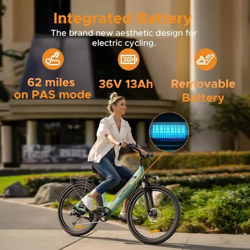 Electric Bike for Adults with 468WH Removable Battery | Max Range 68Miles & 20MPH | 700W Motor |26''×3.0'' Fat