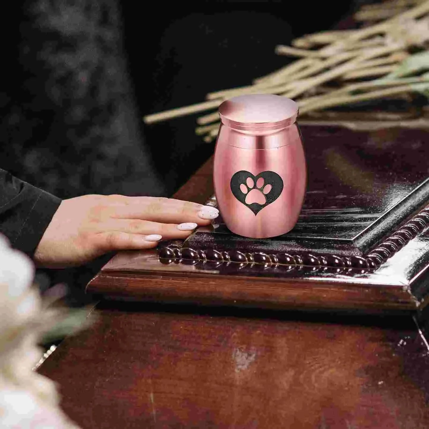 Pet Urn Accessory Lovely Pattern Cat Urns Stainless Steel Memorable Dog  Ashes