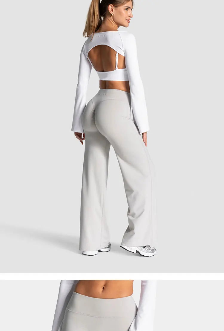 Charming Pro Scrunch Straight Leg Pants Butt Lifting Wide Leg Sweatpants Fitness Jogging Yoga Gym Push Up Women Baggy Leggings