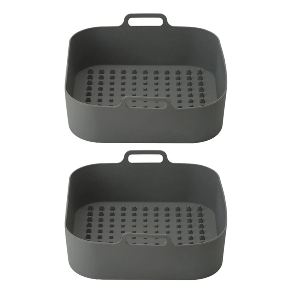 2pcs Silicone Air Fryers Basket Heat-insulation Air Fryer Tray Fried Pizza Chicken Eco-friendly Gadgets for Home Kitchen Cooking