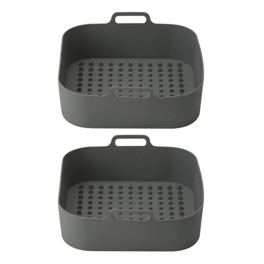 2pcs Silicone Air Fryers Basket Heat-insulation Air Fryer Tray Fried Pizza Chicken Eco-friendly Gadgets for Home Kitchen Cooking