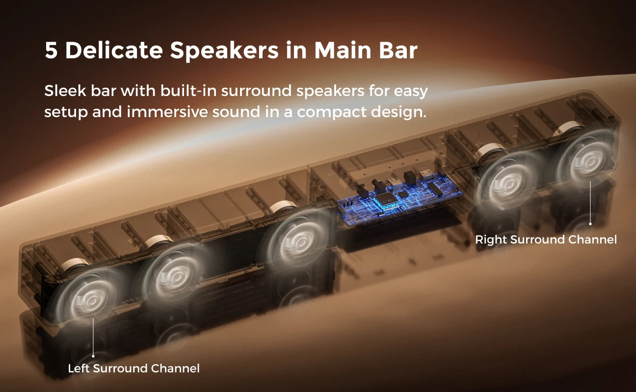 ULTIMEA 340W 5.1CH Surround Sound Bar with Dolby Atmos and Subwoofer, VoiceMX,BassMX, APP Control, Home Theater Soundbar Speaker