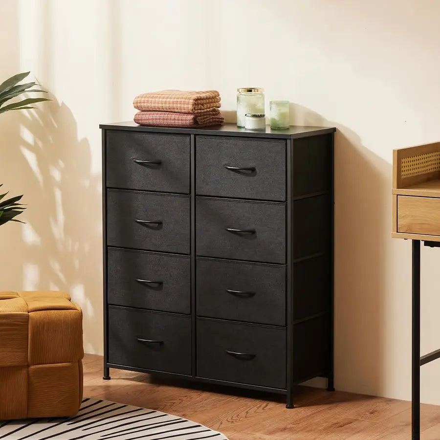 Dresser, Dresser for Bedroom Drawer Organizer Storage Drawers, Fabric Storage Tower with 8 Drawers, Chest of Drawers with Steel