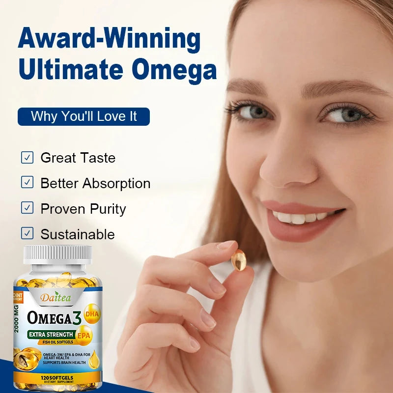 OMEGA 3 Fish Oil Softgels, Fatty Acid Softgels, Joint, Brain and Heart Health Supplement