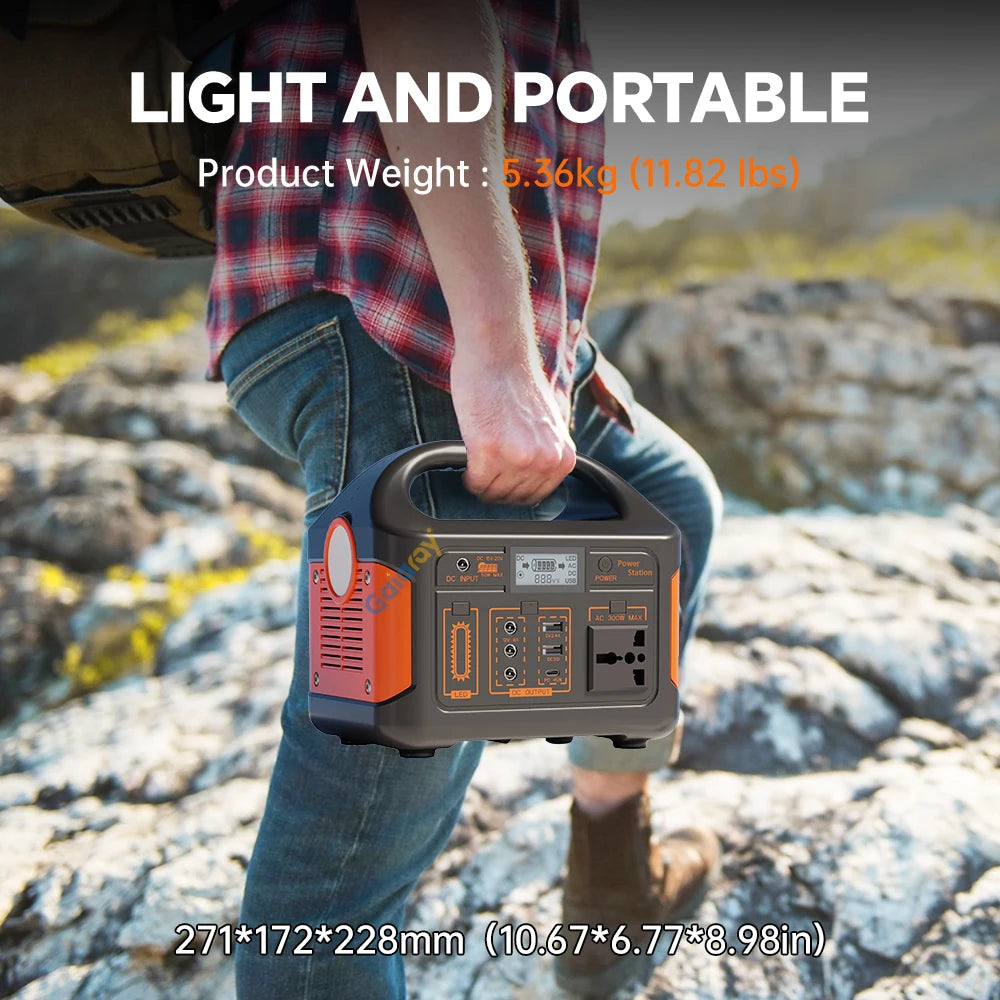 Gaiaray 500W 300W Portable Power Station AC 110V Solar Generator LiFePO4 Battery UPS Emergency Charging Station For Camping Home