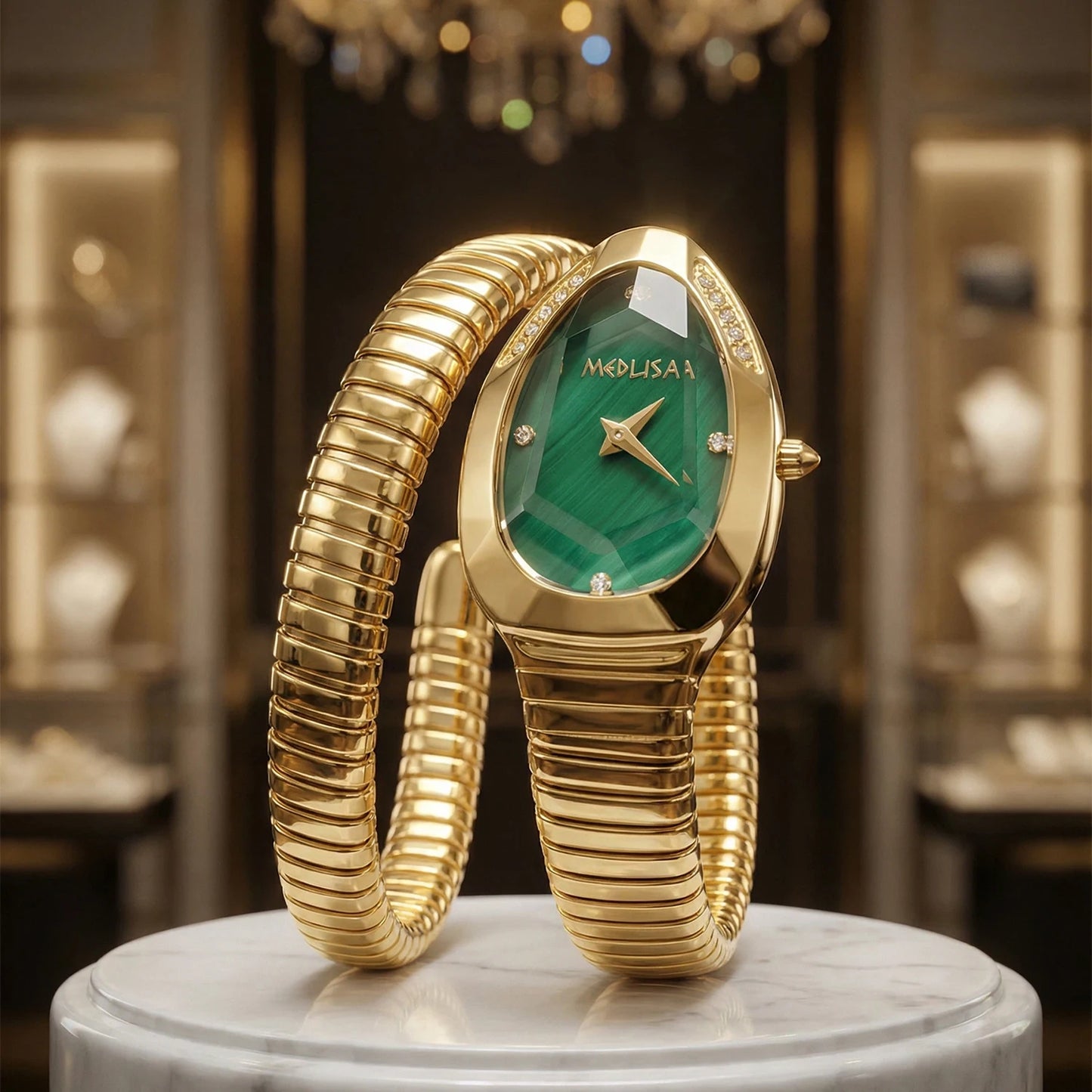 2026 High Quality Gold Diamond Set Snake Shaped Dress Watch Bangle Style Fashionable Unique Brand Same Style Women's Wristwatch