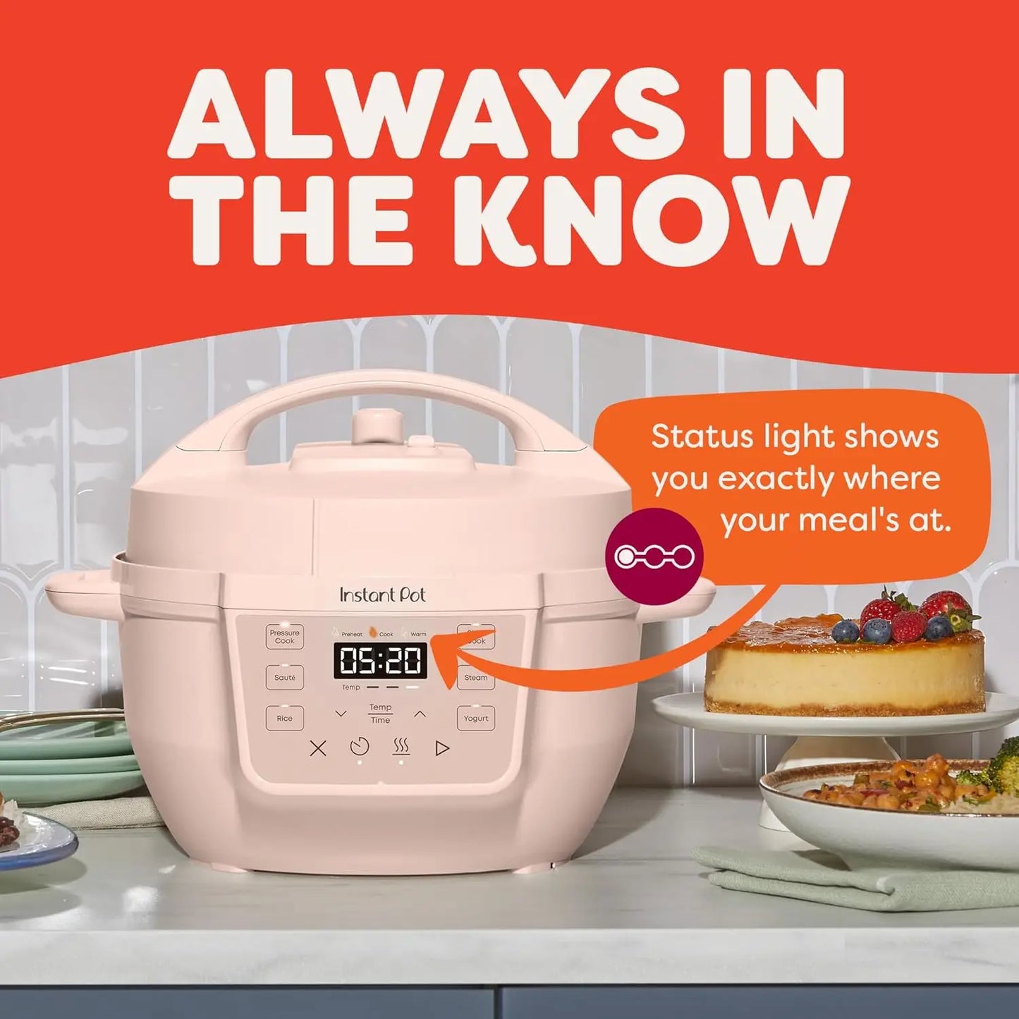 4QT RIO Mini 7-in-1 Multi-Cooker, Pressure Cooker, Slow cook, Sauté, Steam, Rice Maker, Yogurt, & Warmer, Rosewater, 4 Quarts