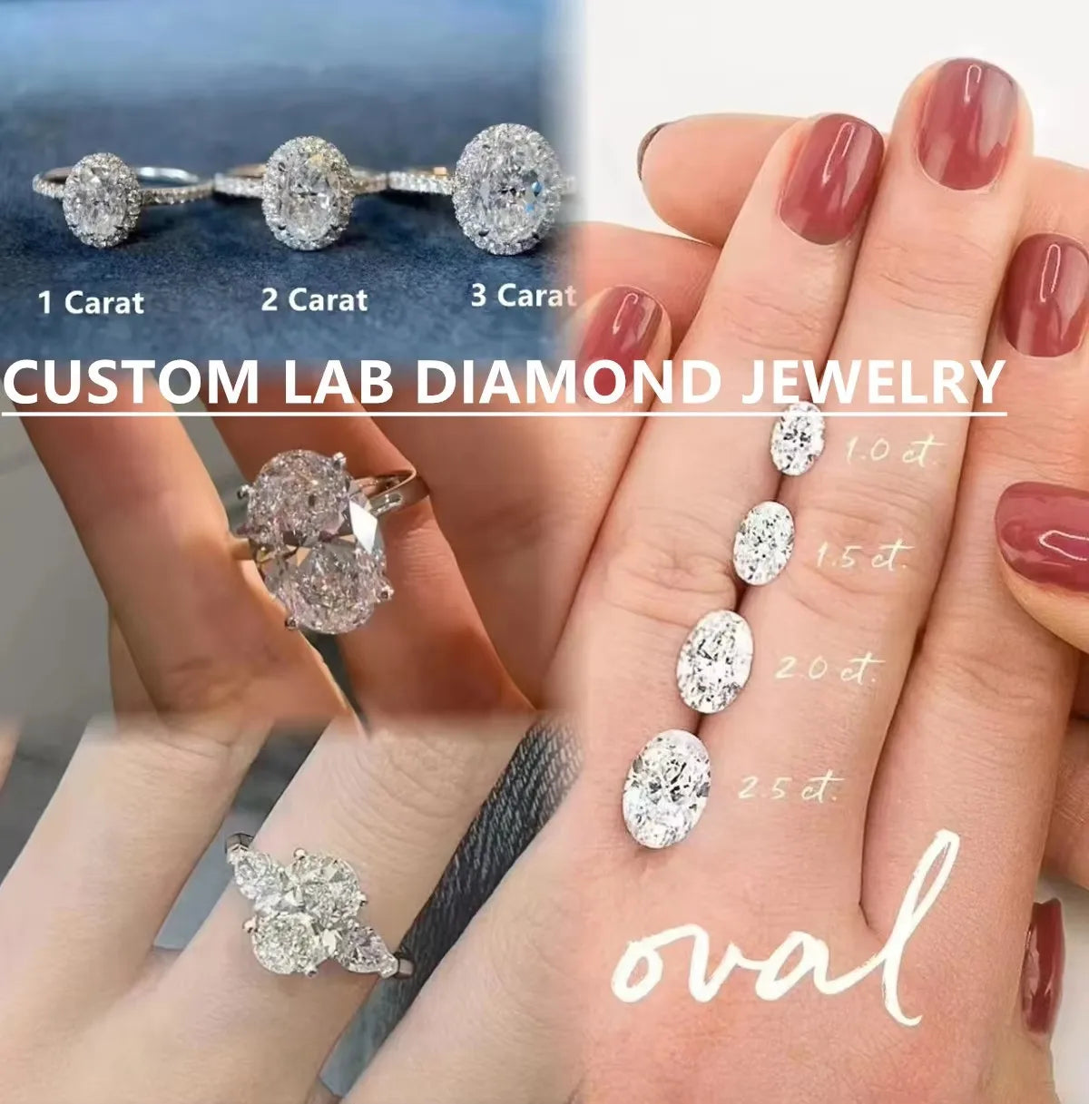 With IGI Certificate Oval Shape Lab Grown Diamonds CVD HPHT 1ct 1.5ct 2ct 2.5ct 3ct 5ct Laboratory Diamond Wholesales