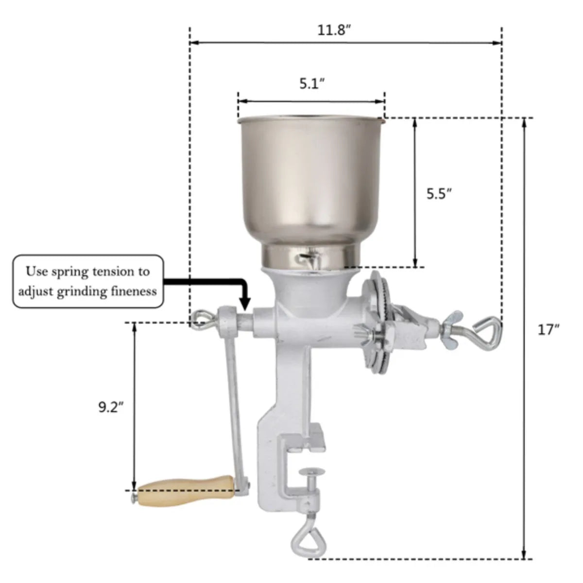 Manual Grain Grinder Aluminum Alloy Corn Peanut coffee bean Machine Mill with Hand Crank Table Clamp Design for Home