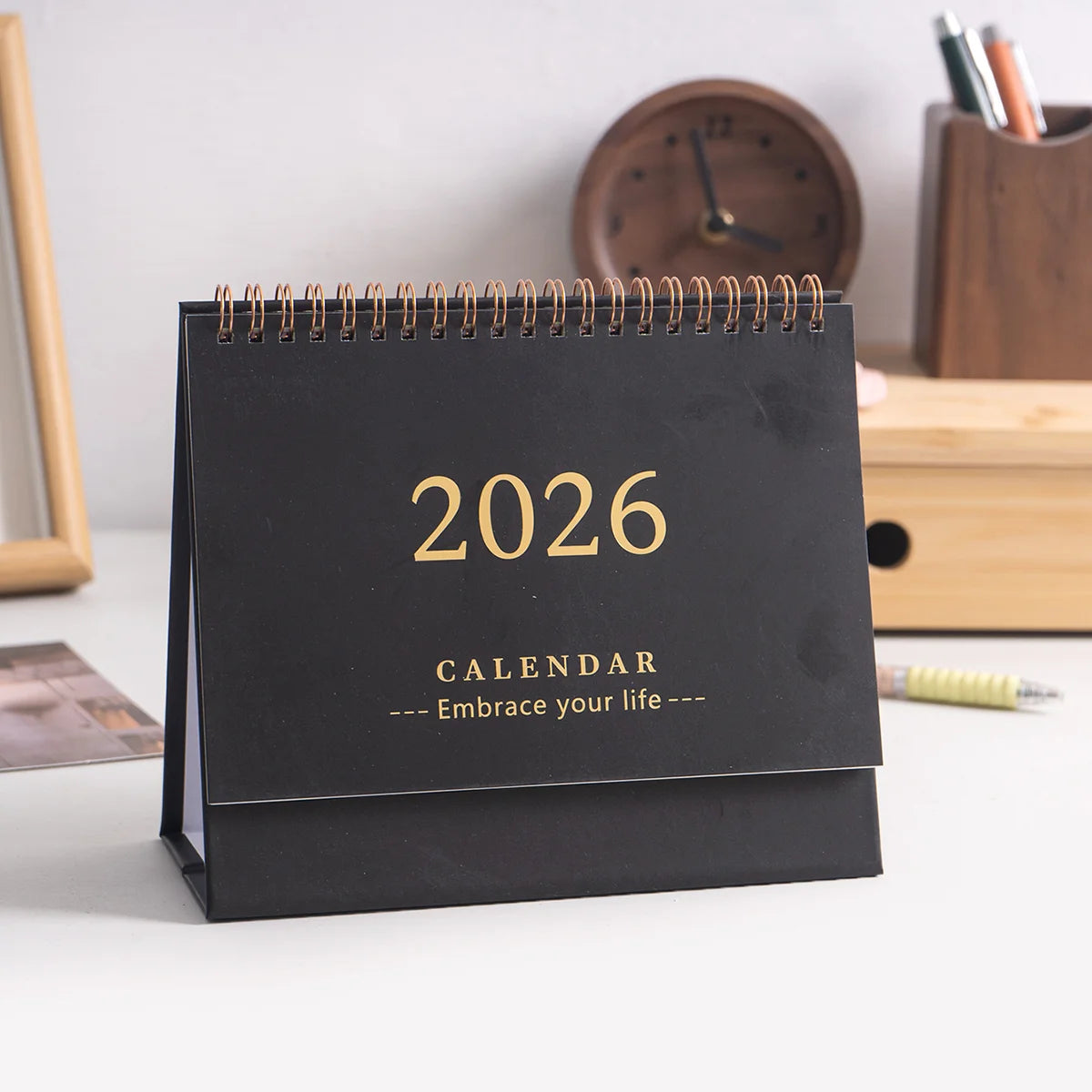 1 pc New 2026 Monthly Desktop Calendar, Portable Foldable, Back Memo, School Office Desktop & Holiday Decoration, Home Essential