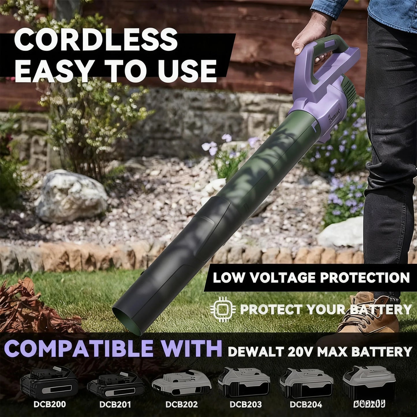 Cordless Leaf Blower Compatible With 20V Max Battery 500CFM