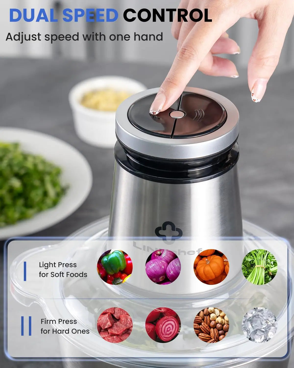 Food Processor Small, 10 Cup Food Chopper with Container, 2.3L 600W Electric Meat Grinder for Home Use, StainlSteel Mini Food