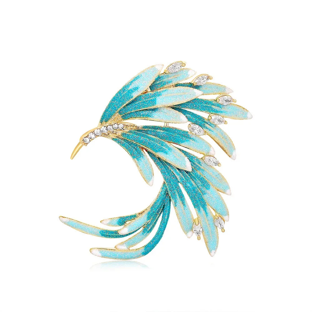 New Retro Phoenix Rhinestone Brooch Fashion Shiny Crystal Animal Pin Men and Women Clothes Bag Accessories Jewelry Gift