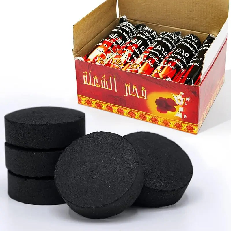 Quick Light Charcoal Briquettes, Charcoal Disk Lights, 33 mm Nature Coal Disks, Instant Fire Coal Tablet, Charcoal Burner (100Pc