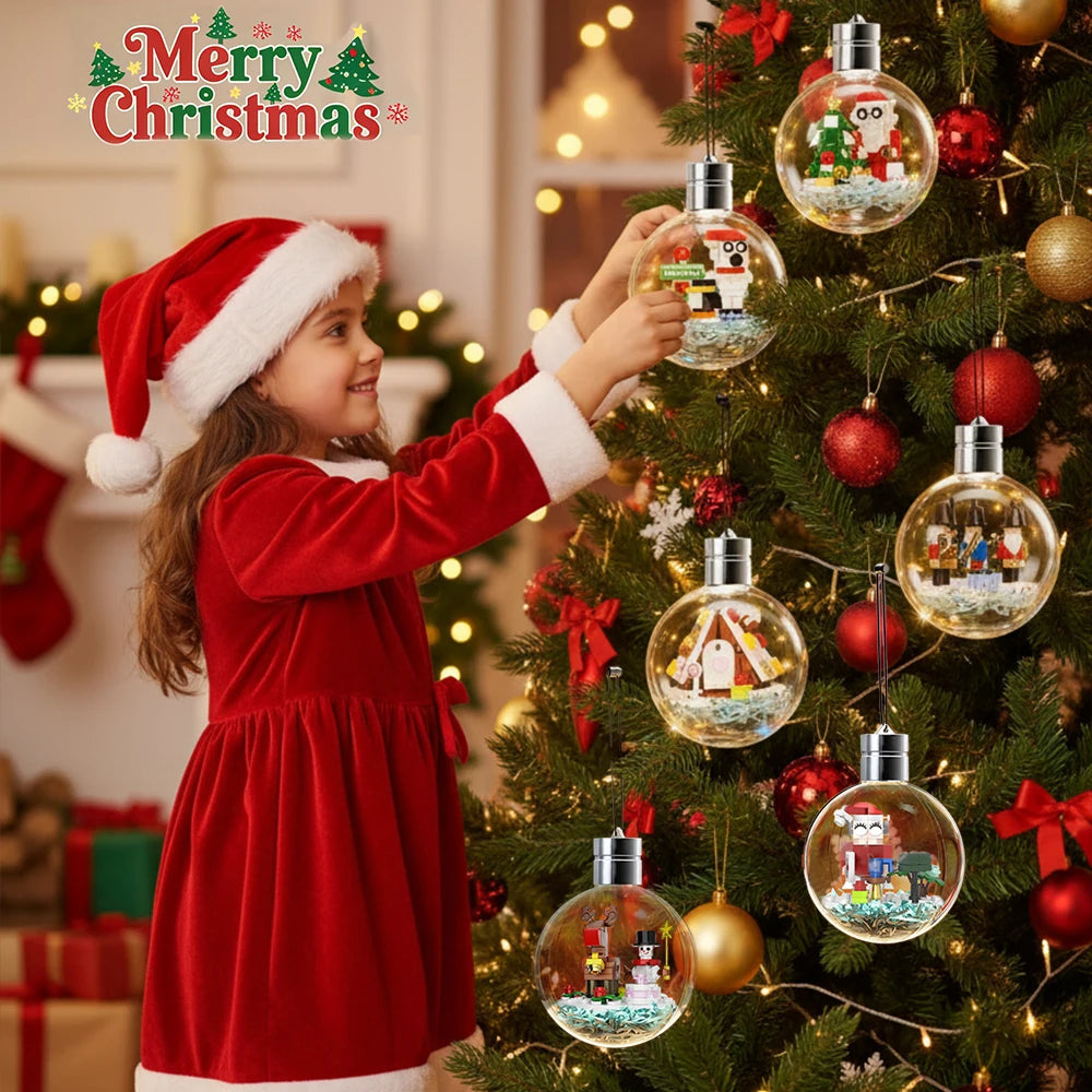 Shipped from the US 6-in-1 Christmas Bulbs Building Blocks with LED Strips Family Party Decor Kids Brick Toy Gift Night Lamp New