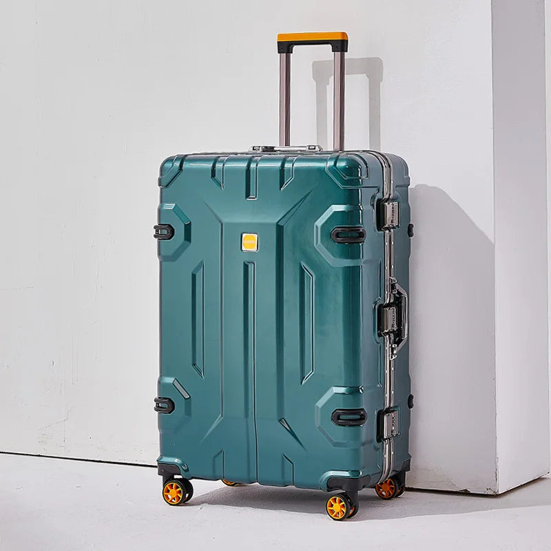 Large Capacity Aluminum Frame Luggage Bag with Wheels Durable Wear-Resistant Rolling Suitcase 20-28 Inch Travel Bag Suitcase