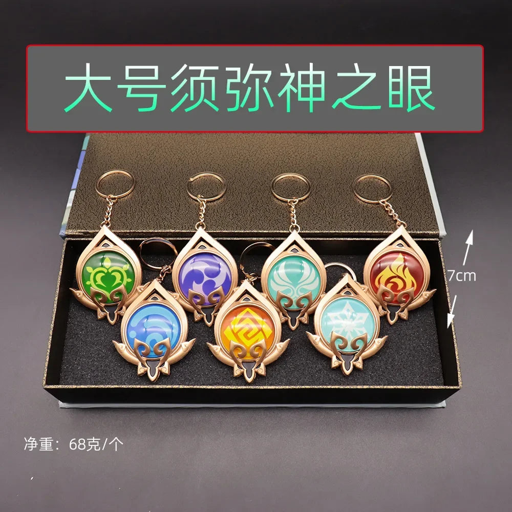 7-9cm Game Impact Vision Lnazuma Wendi Xiao Key Cosplay Chain Luminous 7 Element Weapons Eye Of Original God Toy KeyRing Pet urn