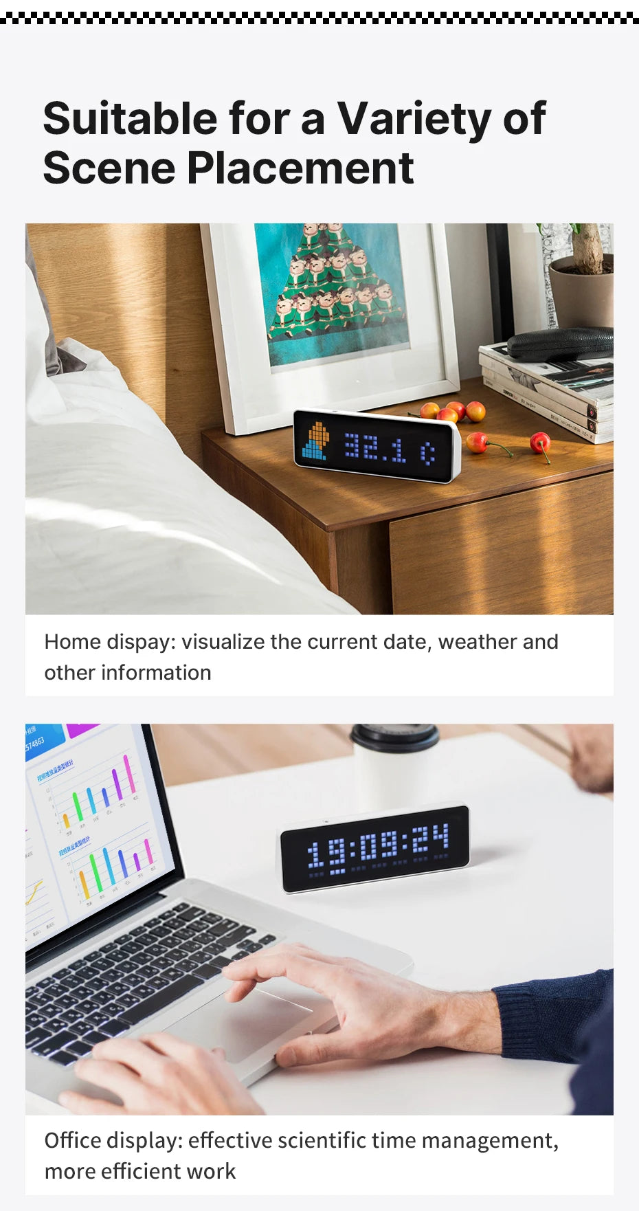 Ulanzi TC001 Smart Pixel Clock Weather Forecast Function Scientific Management of Time Full Color Pixel Display Clock