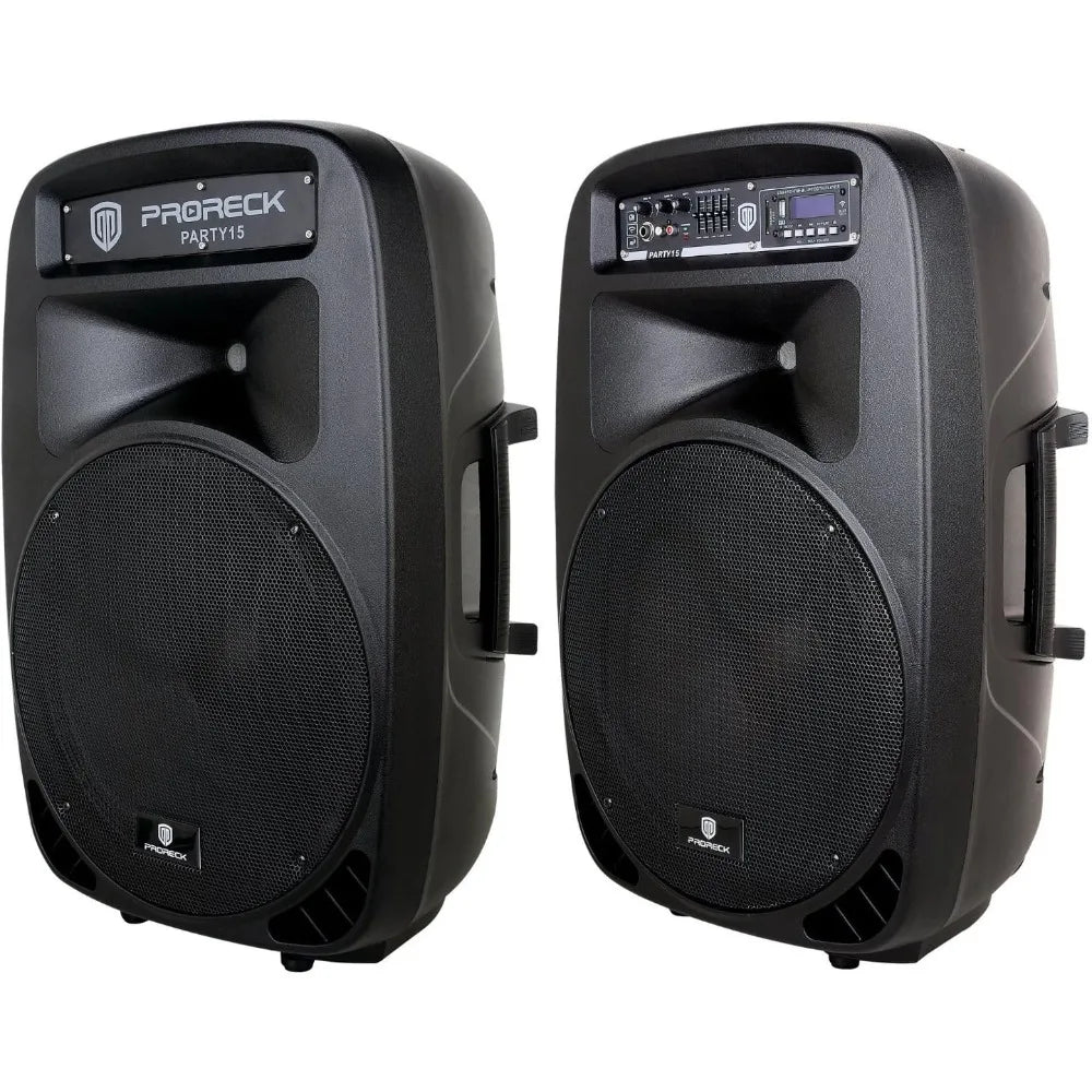 Party 15 Portable PA Speaker System - 2000W 15-Inch, Bluetooth/USB/SD/FM, LED Light + Speaker Stands/Mic/Remote