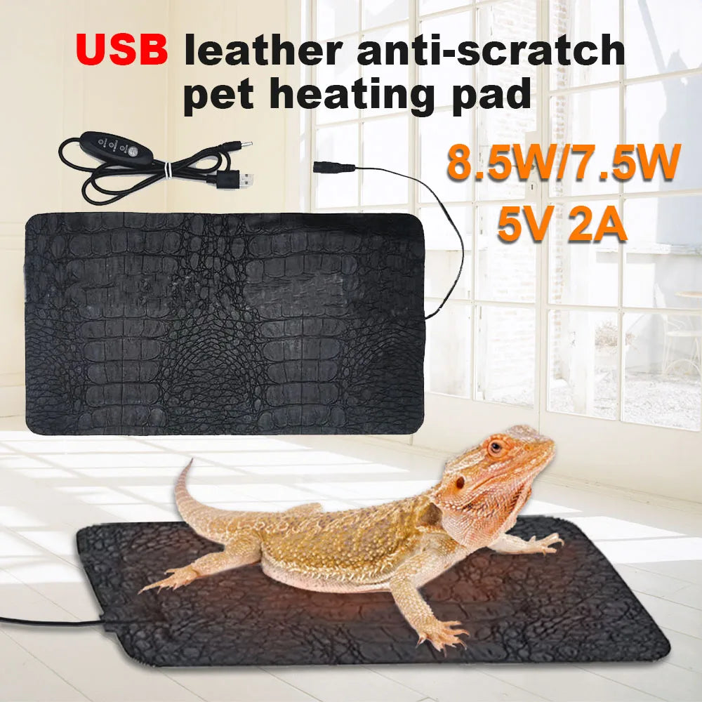 Pet Heating Pad Reptile Warm Heater USB Electric Blanket Warm 3 Gear Adjustable Temperature Controller Incubator Mat Heated Pad