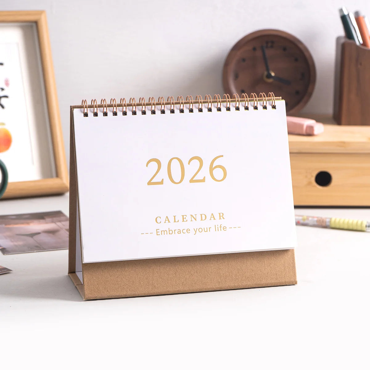 1 pc New 2026 Monthly Desktop Calendar, Portable Foldable, Back Memo, School Office Desktop & Holiday Decoration, Home Essential