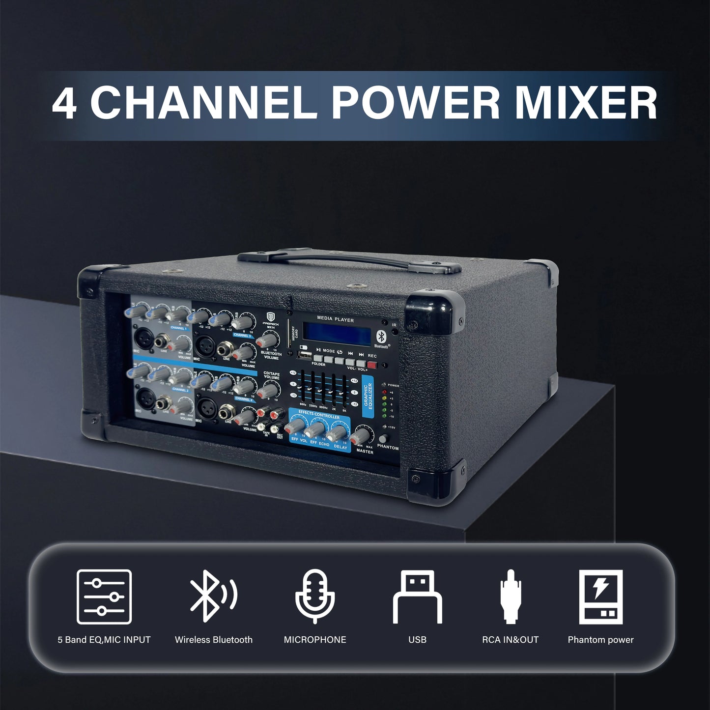 PRORECK DELTA 10 1800W Bluetooth PA Speaker System with 4-Channel Powered Mixer 10-Inch Passive for DJ Bands Karaoke Live Events