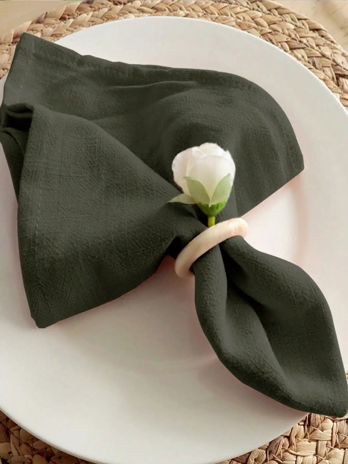 Olive Green Solid Linen Napkins Set - Reusable Washable for Dining, Parties, Picnics & Home Table Decor