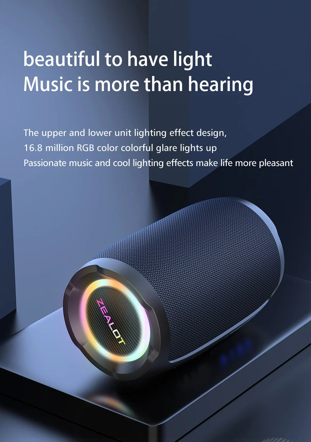 Zealot S49 20W Portable Ourdoor Wireless Subwoofer Speaker,Waterproof IPX 6,Dual Pairing,3600mAh Battery, 12 Hours Playtime