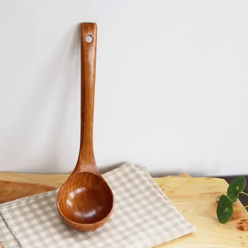 New Kemu Big Nanmu Spoons Ultra Practical for Home Cooking Long Handle Communal Congee & Soup Wooden Utensils