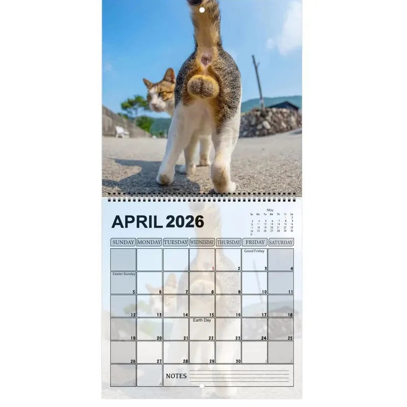 Cat Butt Calendar 2026 12 Monthly Funny Cat Tail Wall Calendar Family Planner Scheduling Tool For Living Room Bedroom