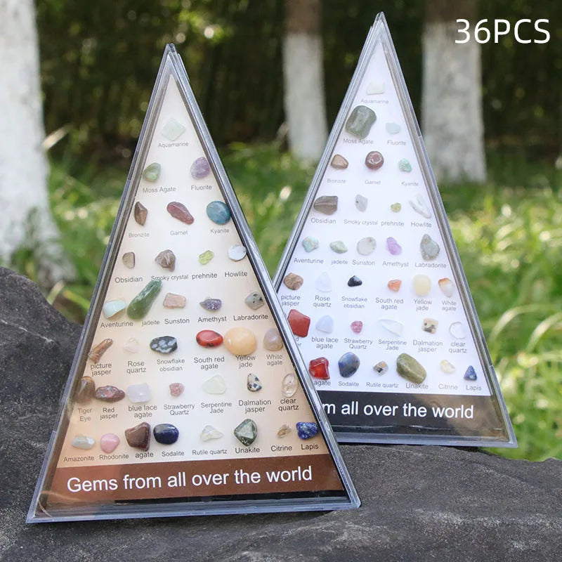 36pcs Gemstone Quartz Crystal Chakra Healing Stones And Crystals Set Hexagon Rose Quartz Gems For Medication Bedroom Decor