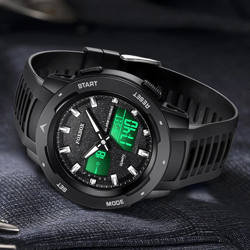 FOXBOX Fashion Electronic Watch Men LIGE Top Brand Luxury Silicone Big Dial Waterproof Sports Alarm LED Digital Men's Watches