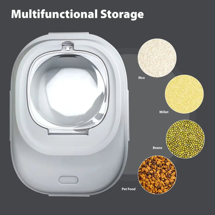 Rice Storage Containers, 20 to 50Lbs Collapsible Dry Food Dispenser Bins with Airtight Flip Lid Rolling Wheel, Kitchen Pantry to