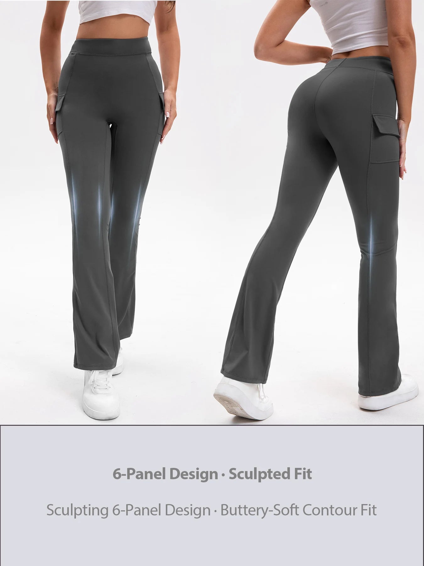3PCS High Waisted Tummy Control Bootcut Yoga Pants with Pockets Naked Feeling Stretch Workout Casual Pants