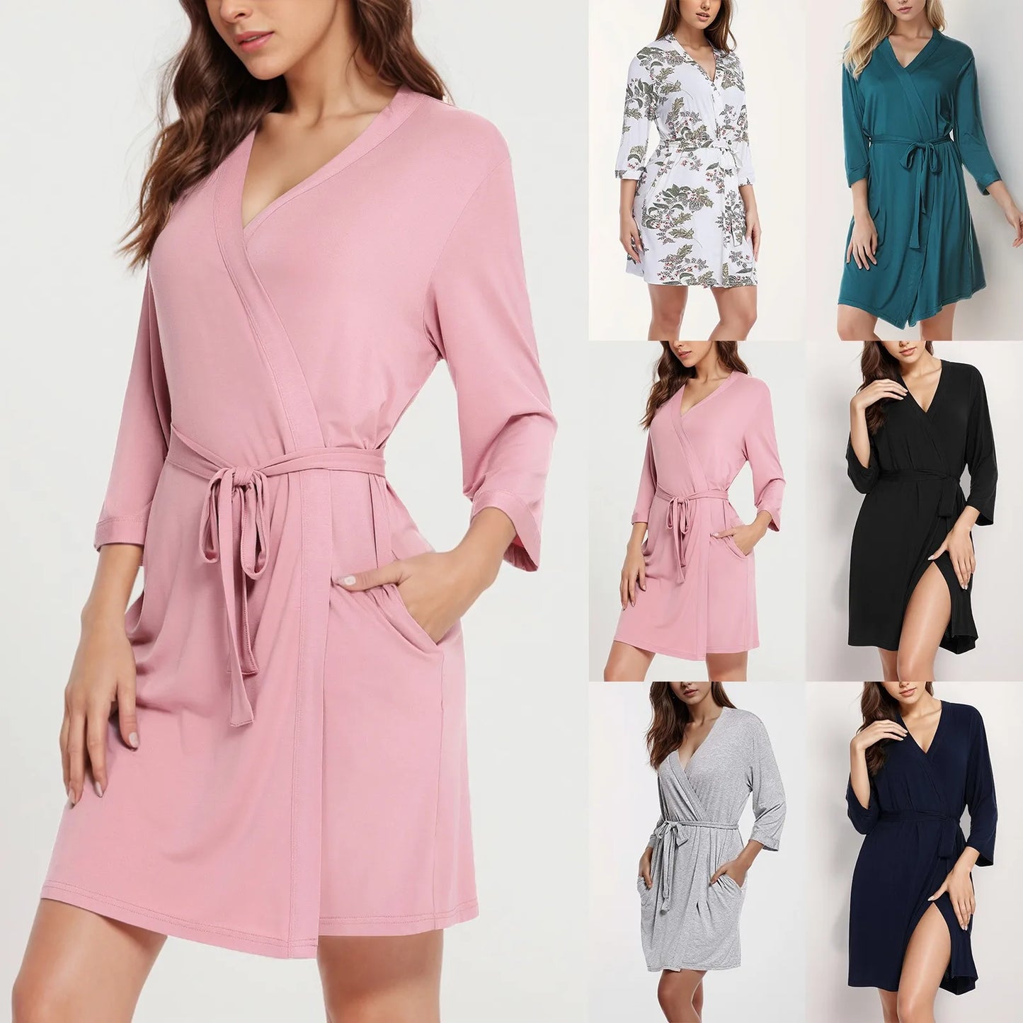 Summer New Home Bathrobes Absorbent Simple Bath Towels Tie Waist Comfortable Women'S Pajamas Night Dress Woman Woman Nightwear