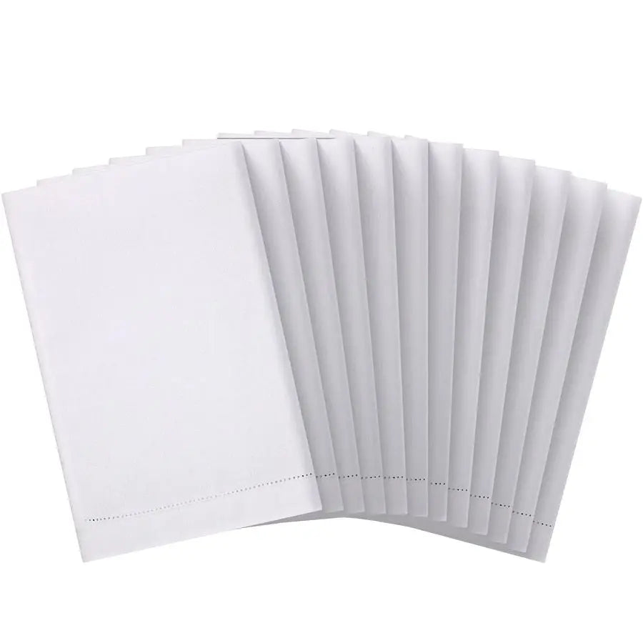12 Pcs 14 x 22 White Linen Hemstitched Hand Towel Linen Tea Towels for Embroidery Dish Towels for Bathroom Kitchen Home
