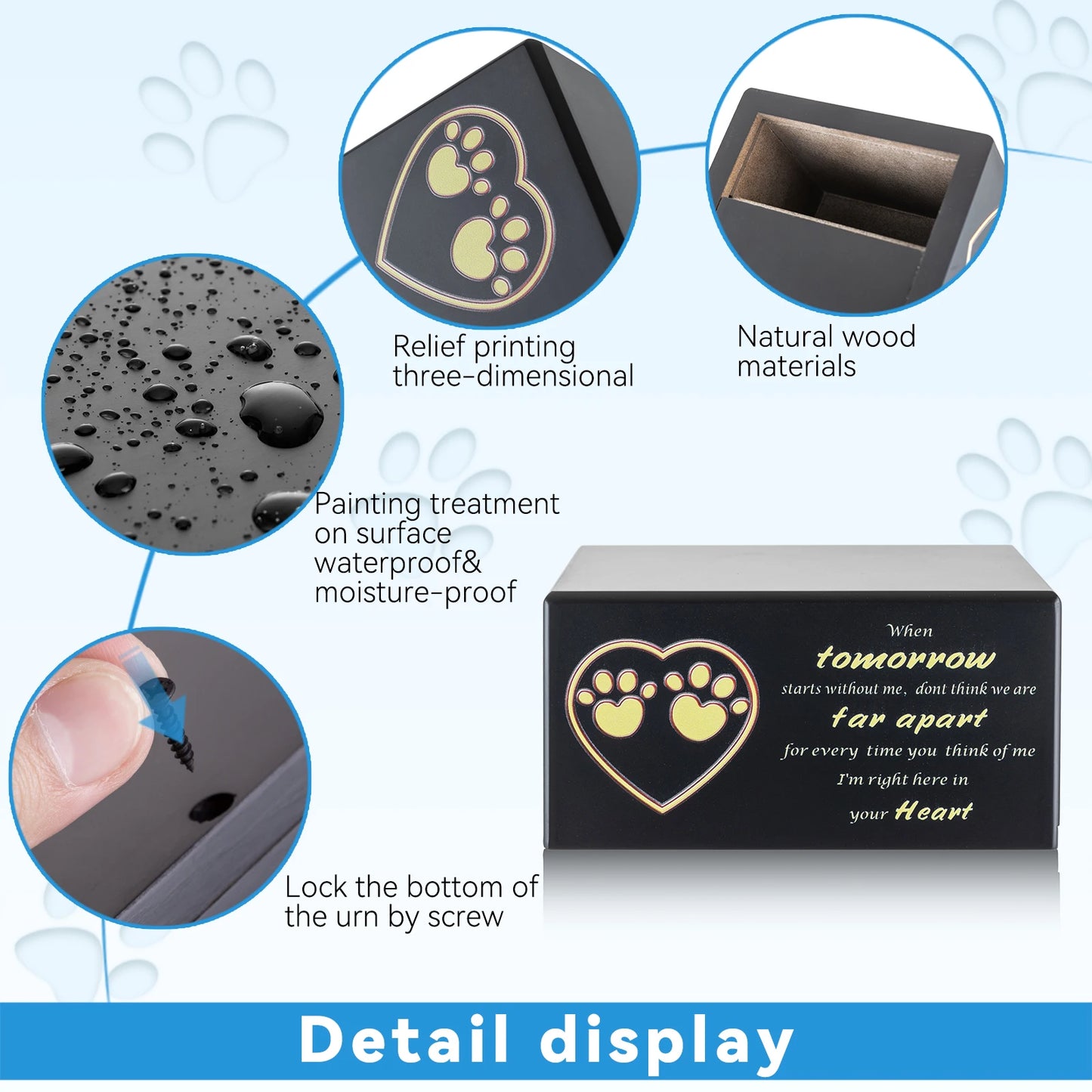 Pet Cremation Urns,Dog Urn for Ashes, Pet urns Ash Box for Dogs, Wood Keepsake Memorial Urns