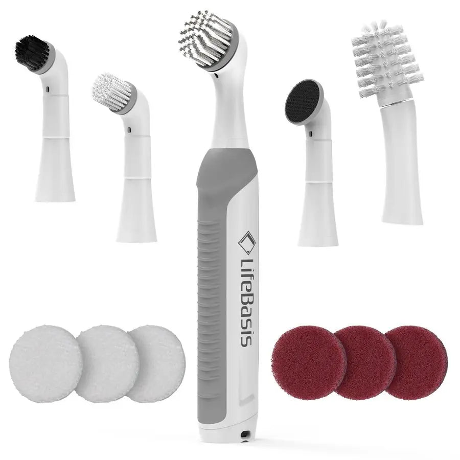 Rechargeable Power Scrubber, Cordless Electric Cleaning Brush, Water Resistant Small Electric Grout Brush with 5 Brushes for Hom