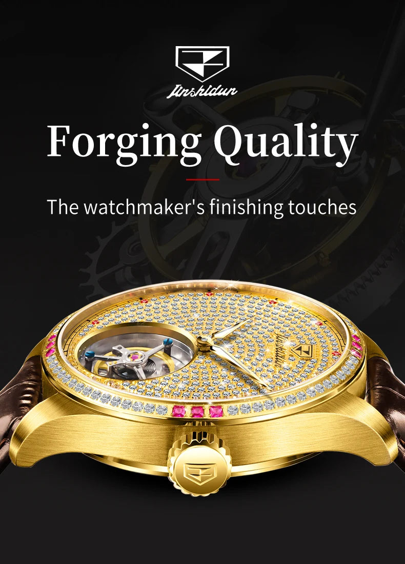 JSDUN High Quality Men Watch Tourbillon Movement Automatic Mechanical Watch Waterproof Luminous Original Luxury Male Wristwatch